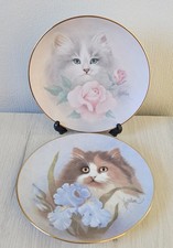 Vintage 2 Decorative Cat Plates The Hamilton Collection Petals And Purrs Cat...