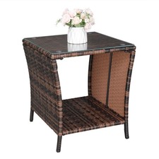 Brown Wicker Rattan Side Tea
