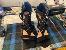 Avon high heel Strappy faux suede black sandals size 7 eu 41 new