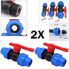 2PCS Stop Tap Valve 20/ 25/32mm PE Ball Valve Water Pipe Compression End Fitting