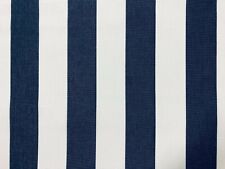 Navy & White Stripe DRALON Outdoor Teflon Upholstery Curtain Fabric 160cm Wide