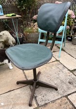 Antique Evertaut Industrial Machinists Chair seat Green factory military work