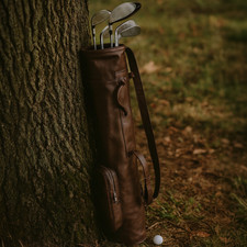 Genuine Leather Vintage Golf Bag Lightweight Sunday Golf Club Carry Pencil Bag