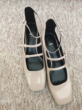 Zara Nude Patent Triple Strap