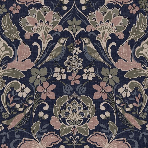 Folk floral wallpaper birds - folk,
