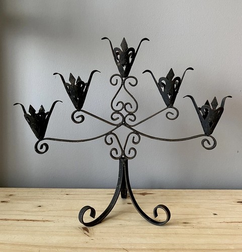 Black wrought iron candelabra - black,