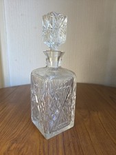 Antique cut glass decanter with square stopper