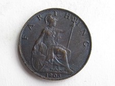 1903 Edward VII Bronze Farthing Coin Nice Collectable Condition