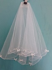 White veil 2 tier shoulder  length veil with comb drop crystals v438