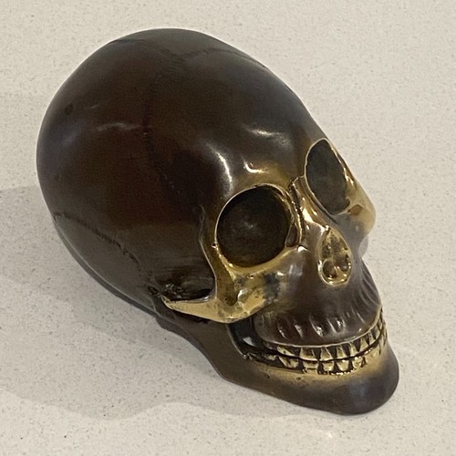 Brass human skull ornament - brass,