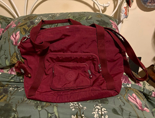 Kipling burgundy nylon holdall - burgundy,
