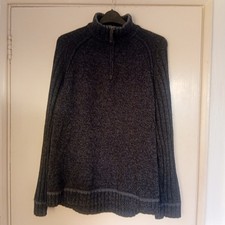 Warm Long Sleeve Dark Blue/Grey 'Atlantic Bay' (BHS) Quarter Zip Jumper Large