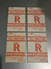 4 CAR DEALER BROCHURE VINTAGE 1905 ALL BRITISH ROLLS ROYCE C.S. ROLLS & CO FLYER
