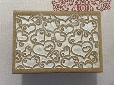 Wooden White Washed Box Heart Carving Storage Box