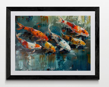 Japanese Koi Carp Fish Framed