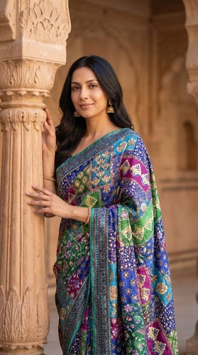 Designer silk indian ajarakh - designer,