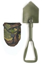 Genuine Dutch Army Folding Shovel with DPM Pouch E-Tool Alice Clips Steel Spade