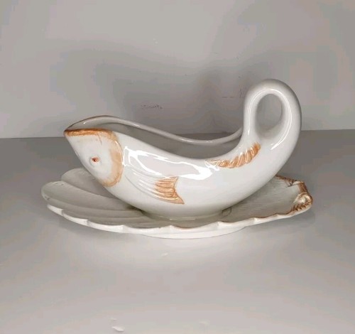 Vintage large fish gravy boat - vintage,