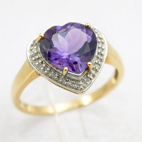9ct gold amethyst diamond - gold,