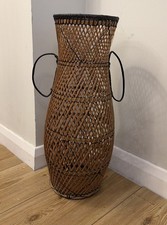 Vintage wicker rattan vase - rattan,