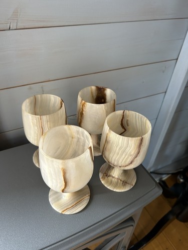Mcm onyx wine goblets 60s - goblets, x4