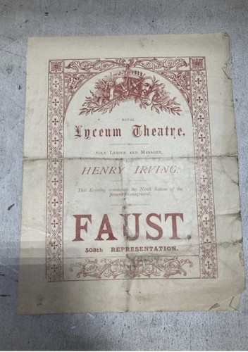 Rare 1888 theatre programe - theatre,