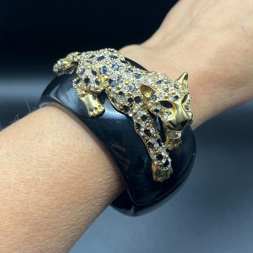 Black resin hinged bangle - hinged,