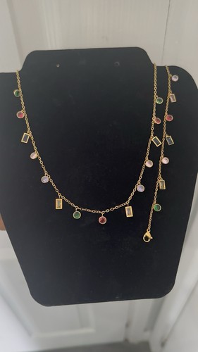 Multicolour gem stone necklace - multicolour,