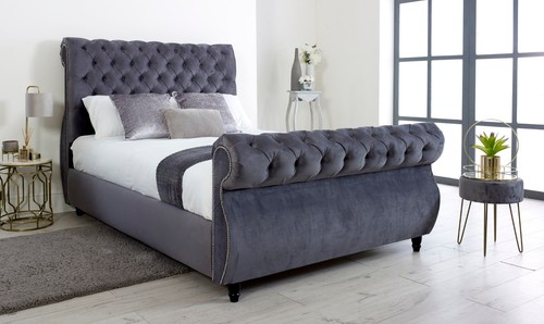 Chesterfield sleigh bed - bed, frame