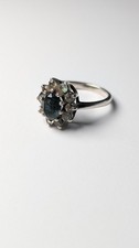 Vintage Sterling Silver Aquamarine Cluster Ring | Size M 1/2 | 925 Silver