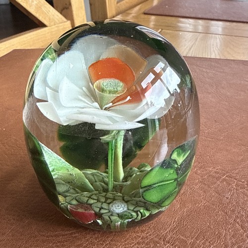 Orange white flower glass - orange,