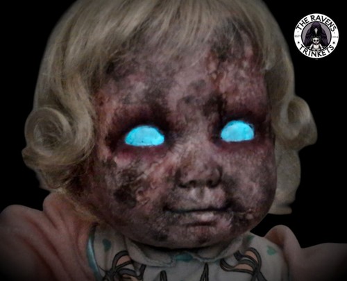 Creepy horror doll glow - doll, in