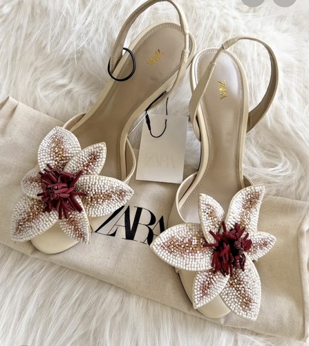 Zara ecru heeled sandals - heeled, with