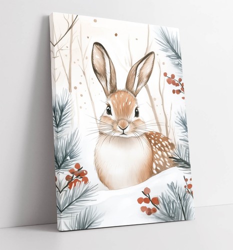 Cute hare snowy landscape - in,
