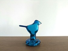 Iittala Oiva Toikka Bird Flycatcher w/foot Sieppo jalal Turquoise Sky blue Used