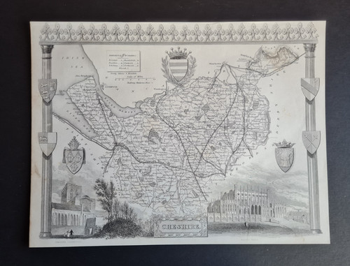 Antique 1848 map cheshire - 1848,