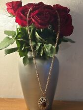 Vintage Parfum VANDA Signed Solid Perfume Locket Gold Gem Costume Necklace G209