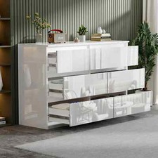 High Gloss Chest of 6 Drawers Bedside Cabinet White Storage Bedroom Furniture