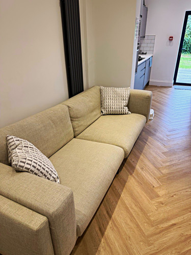 Beige fabric sofa seater - sofa, 4-seater