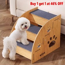 2/3 Steps Pet Ramp Wooden Dog