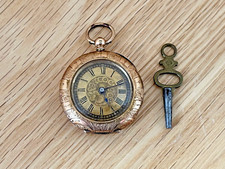 Superb Antique Victorian Swiss Ladies 14K Gold Ornate Cuivre Pocket Watch