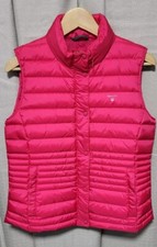 GANT Ladies Pink Quilted DOWN Gilet Sleeveless Jacket Size Small Concealed Hood