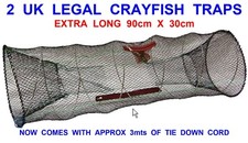 2 UK LEGAL X-LONG CRAYFISH TRAPS SHRIMP CRAB LIVE BAIT DROP NET CAGE LOBSTER POT