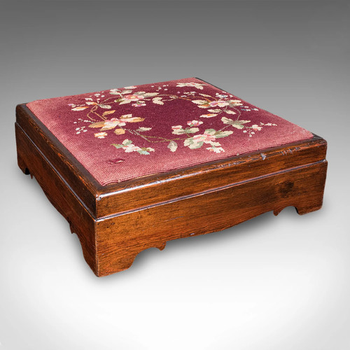 Antique upholstered footstool - antique,