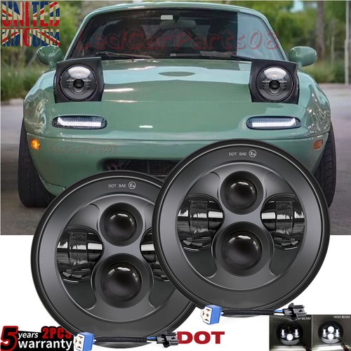 Black pair led headlights - led,