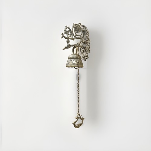 Vintage brass door bell - door,