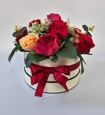 Luxury Large Hatbox Flower Arrangement with silk flowers and satin ribbon 