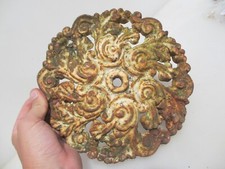 Antique Iron Ceiling Rose Decorative Mount Base Rococo Leaf Victorian Old 10"W