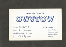 QSL Card  GW3TOW A Hirst, Four