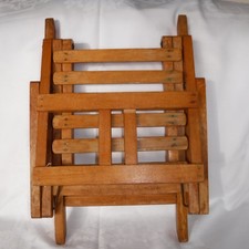 Mid Century Childrens Folding Wooden Chair Vintage 